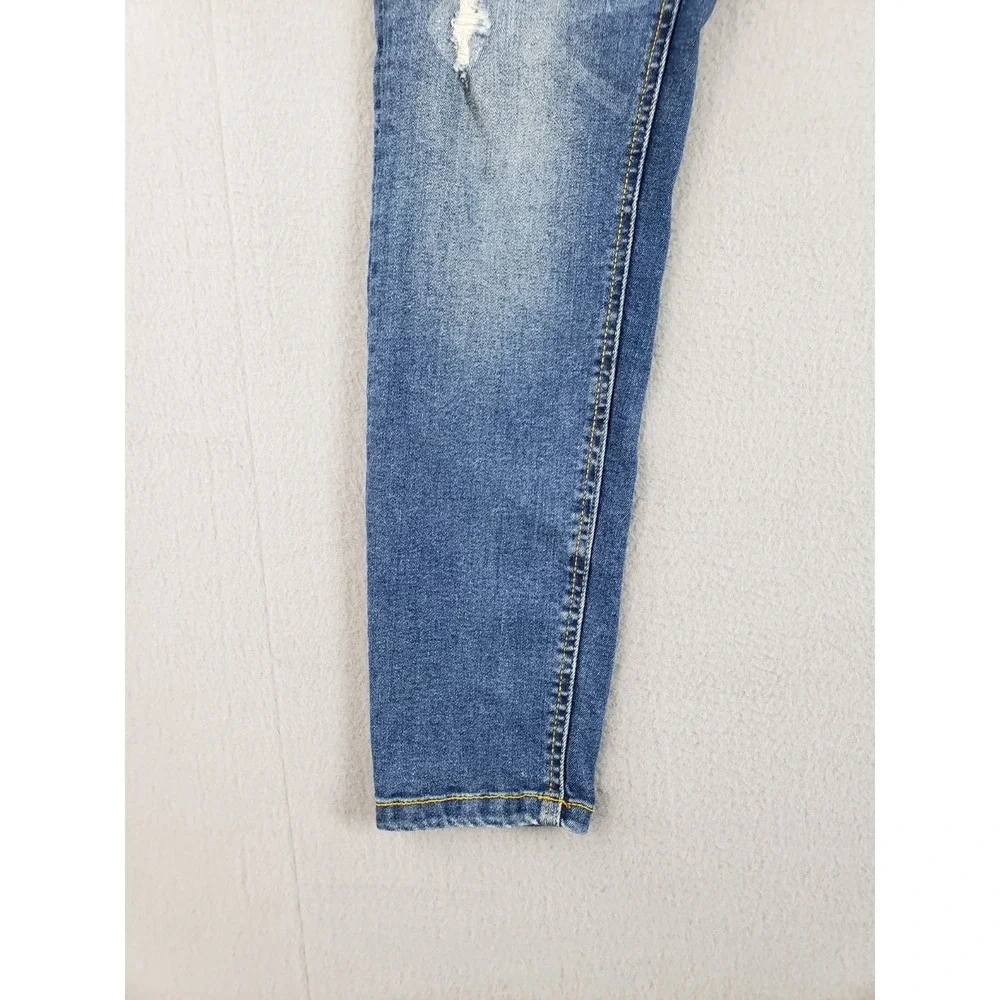 ZARA Men Jean 31 Blue Denim Skinny Mid Rise Distressed Medium Wash 5 Pocket